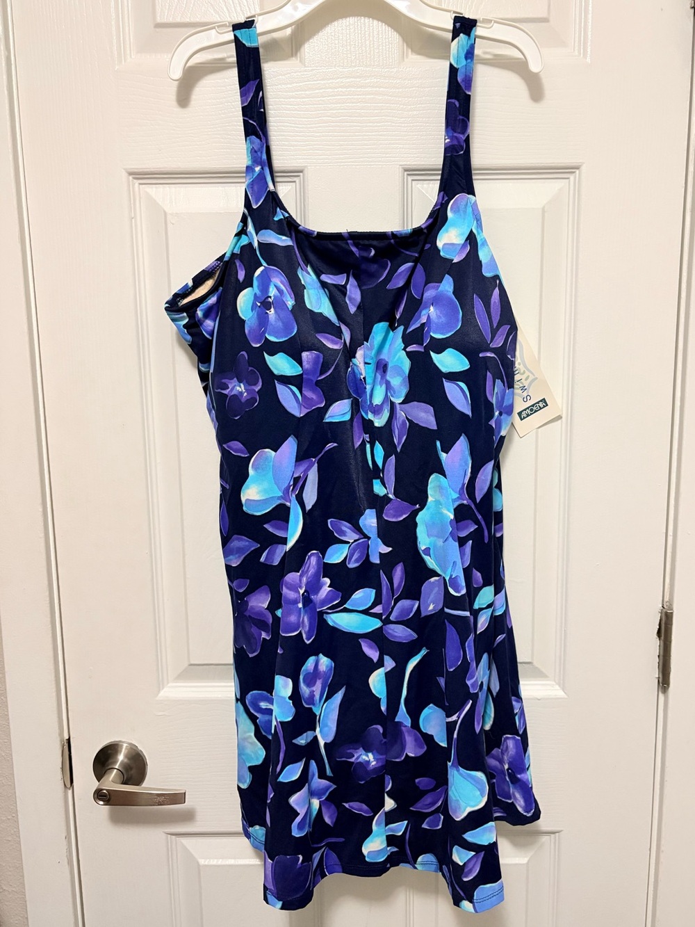 *Amoena New Navy Floral Size 26 Swim Dress-Made in USA